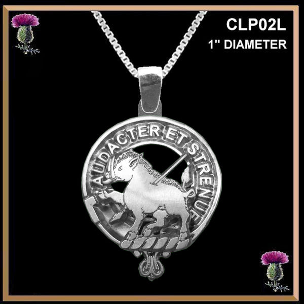 Pollock Large 1" Scottish Clan Crest Pendant - Sterling Silver