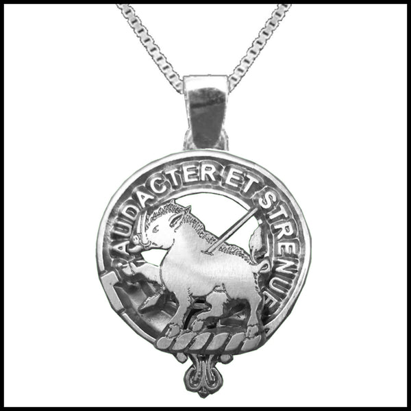 Pollock Large 1" Scottish Clan Crest Pendant - Sterling Silver