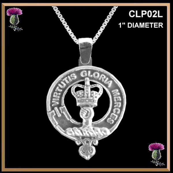 Robertson Large 1" Scottish Clan Crest Pendant - Sterling Silver