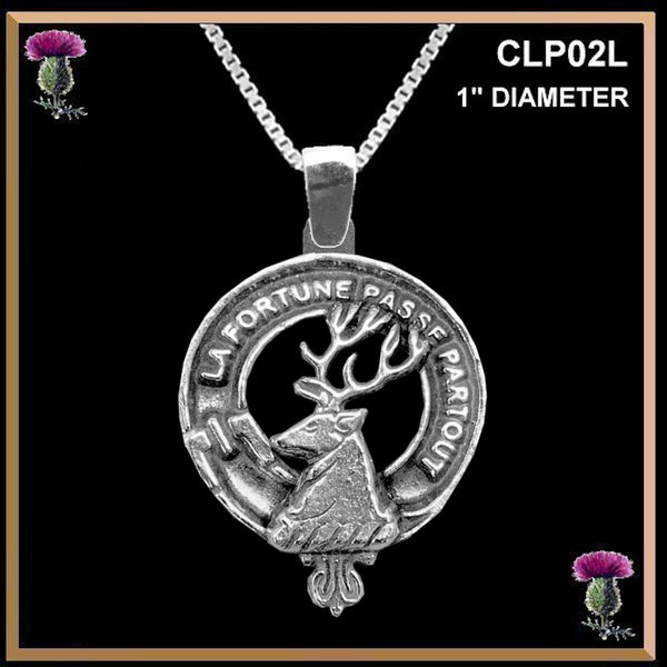 Rollo Large 1" Scottish Clan Crest Pendant - Sterling Silver