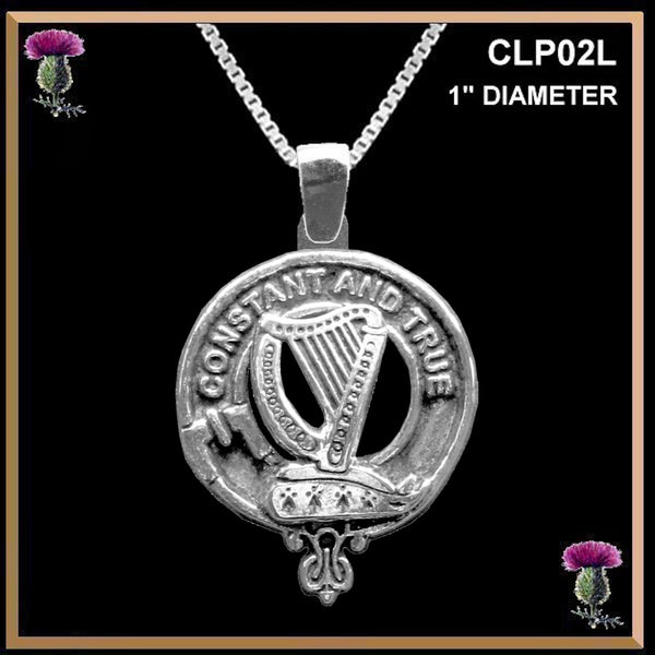 Rose Large 1" Scottish Clan Crest Pendant - Sterling Silver