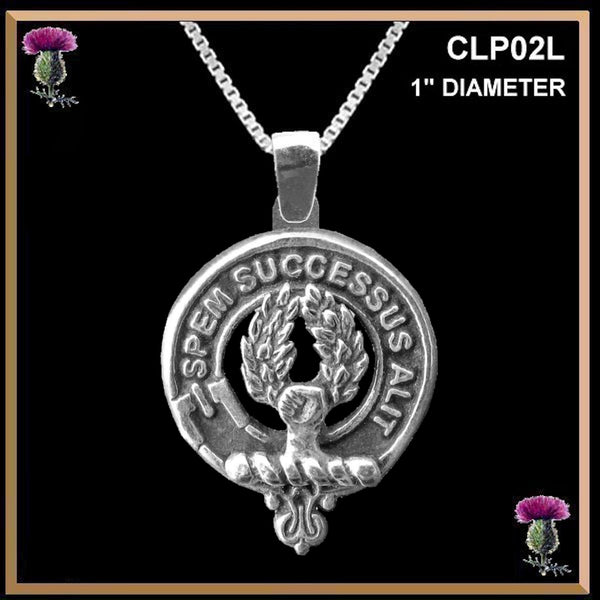 Ross Large 1" Scottish Clan Crest Pendant - Sterling Silver