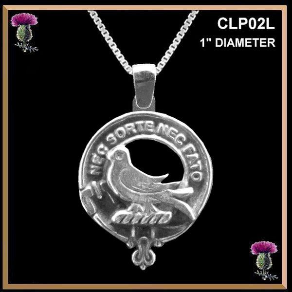 Rutherford Large 1" Scottish Clan Crest Pendant - Sterling Silver