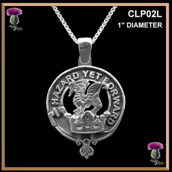 Seton Large 1" Scottish Clan Crest Pendant - Sterling Silver