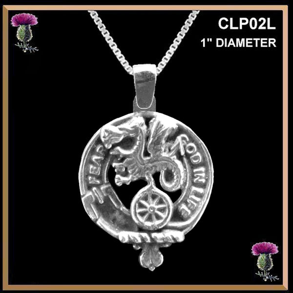 Somerville Large 1" Scottish Clan Crest Pendant - Sterling Silver