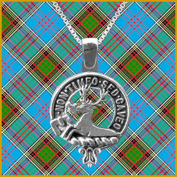 Strachan Large 1" Scottish Clan Crest Pendant - Sterling Silver