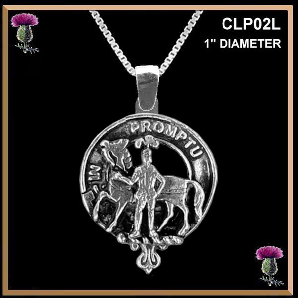 Trotter Large 1" Scottish Clan Crest Pendant - Sterling Silver