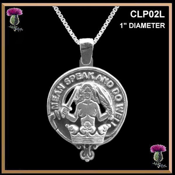 Urquhart Large 1" Scottish Clan Crest Pendant - Sterling Silver