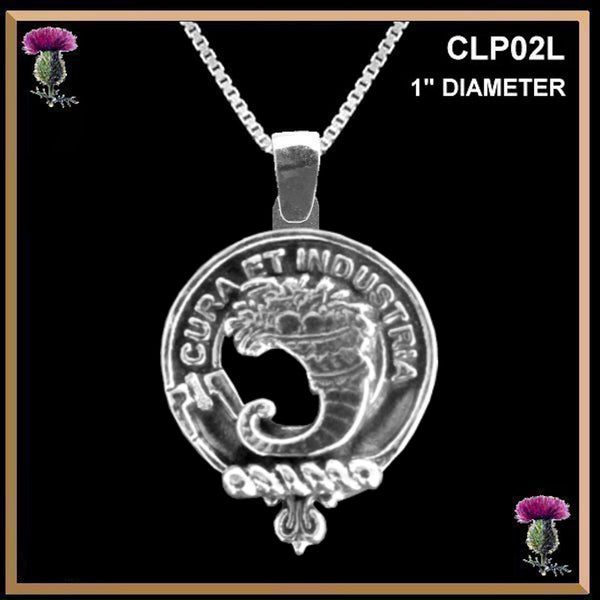 Walker Large 1" Scottish Clan Crest Pendant - Sterling Silver