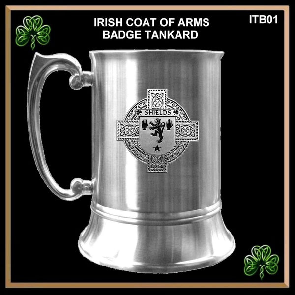 Shields Irish Coat Of Arms Badge Stainless Steel Tankard