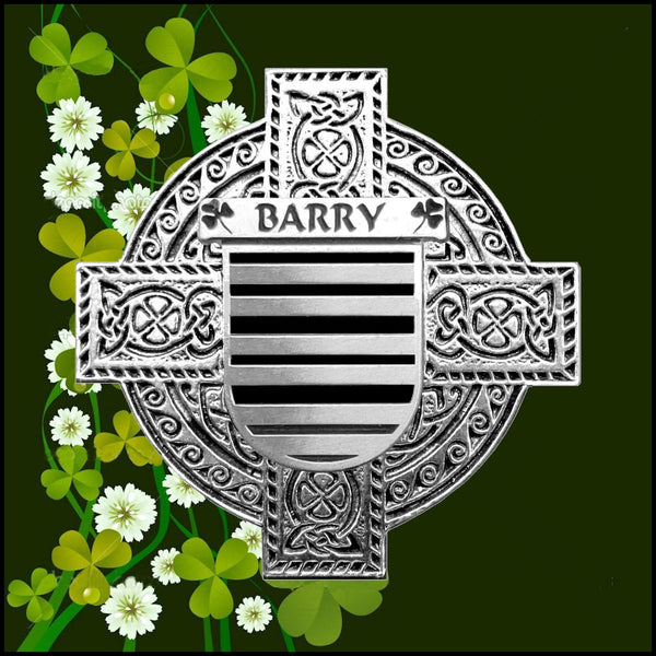 Barry Irish Celtic Cross Badge 8 oz. Flask Green, Black or Stainless 