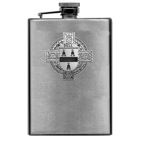 Bell Irish Celtic Cross Badge 8 oz. Flask Green, Black or Stainless 