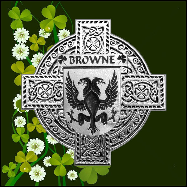 Browne Irish Celtic Cross Badge 8 oz. Flask Green, Black or Stainless 