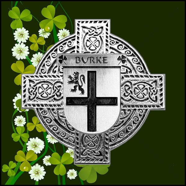 Burke Irish Celtic Cross Badge 8 oz. Flask Green, Black or Stainless 