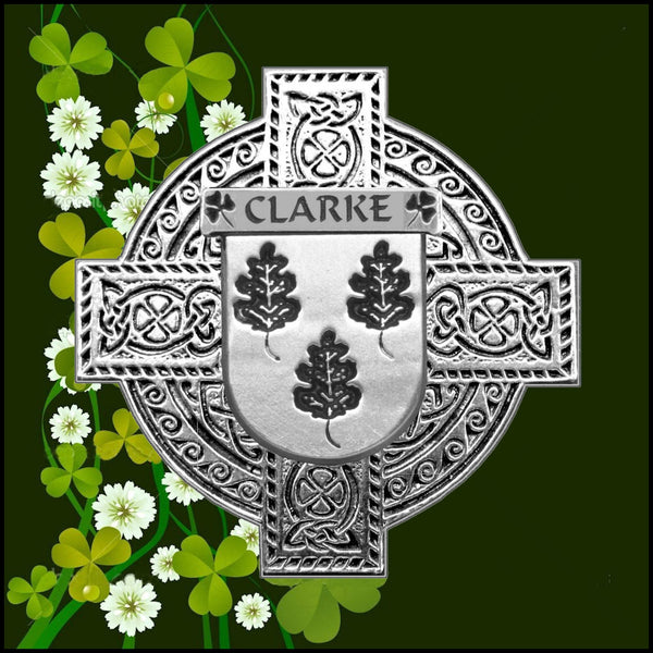 Clarke Irish Celtic Cross Badge 8 oz. Flask Green, Black or Stainless 