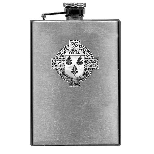 Cogan Irish Celtic Cross Badge 8 oz. Flask Green, Black or Stainless 