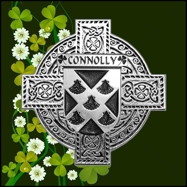 Connolly Irish Celtic Cross Badge 8 oz. Flask Green, Black or Stainless 