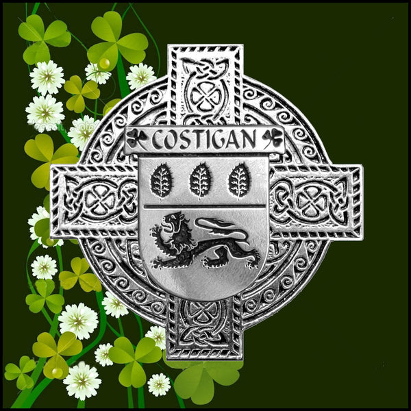 Costigan Irish Celtic Cross Badge 8 oz. Flask Green, Black or Stainless 