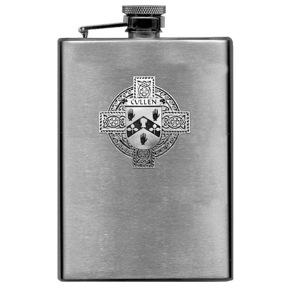 Cullen Irish Celtic Cross Badge 8 oz. Flask Green, Black or Stainless 