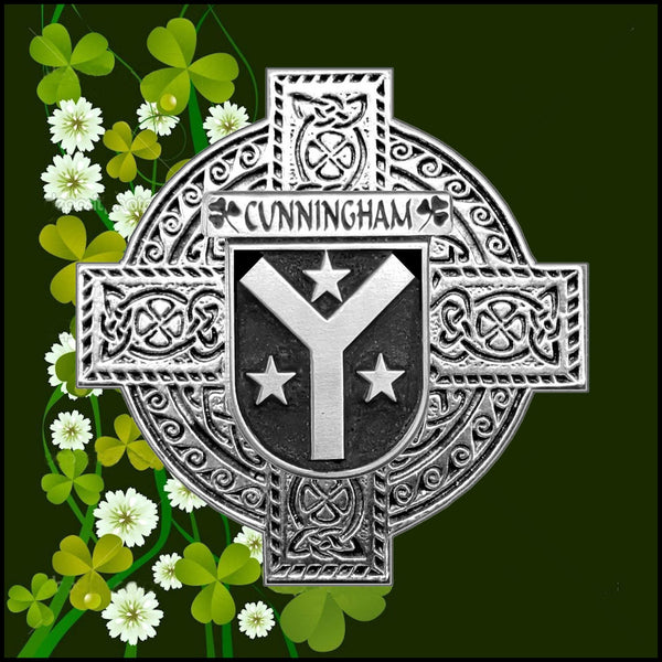 Cunningham Irish Celtic Cross Badge 8 oz. Flask Green, Black or Stainless 