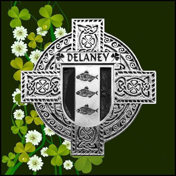 Delaney Irish Celtic Cross Badge 8 oz. Flask Green, Black or Stainless 