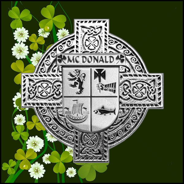 McDonald Irish Celtic Cross Badge 8 oz. Flask Green, Black or Stainless 