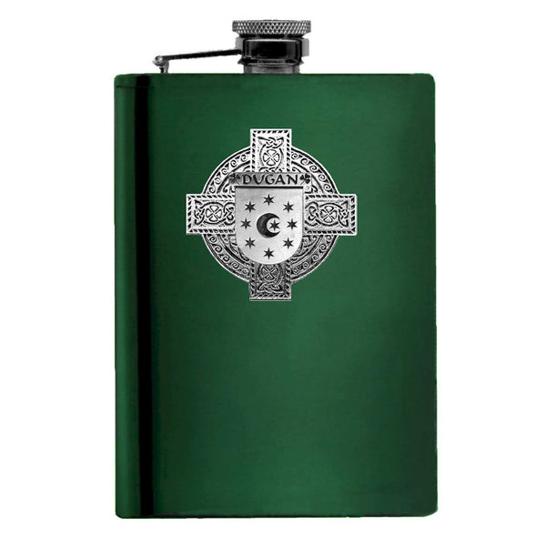 Dugan Irish Celtic Cross Badge 8 oz. Flask Green, Black or Stainless 