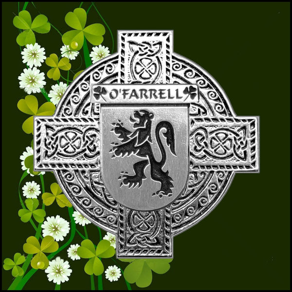 O'Farrell Irish Celtic Cross Badge 8 oz. Flask Green, Black or Stainless 