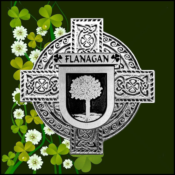 Flanagan Irish Celtic Cross Badge 8 oz. Flask Green, Black or Stainless 