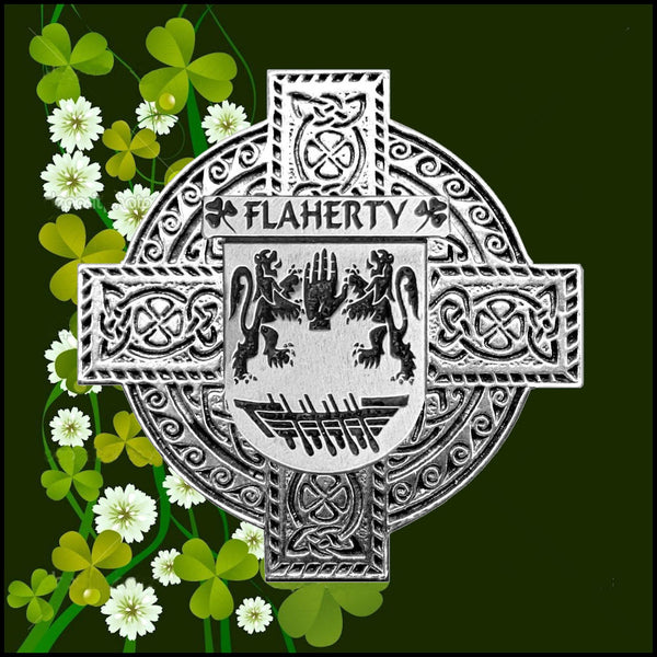 Flaherty Irish Celtic Cross Badge 8 oz. Flask Green, Black or Stainless