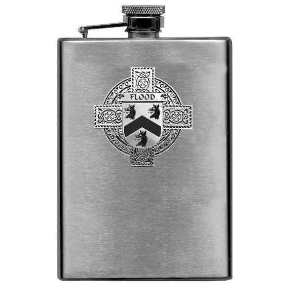 Flood Irish Celtic Cross Badge 8 oz. Flask Green, Black or Stainless 