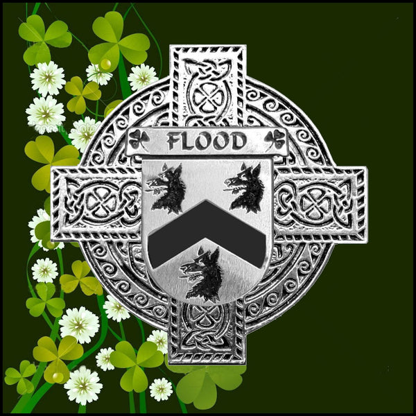 Flood Irish Celtic Cross Badge 8 oz. Flask Green, Black or Stainless 