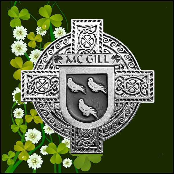 McGill Irish Celtic Cross Badge 8 oz. Flask Green, Black or Stainless 