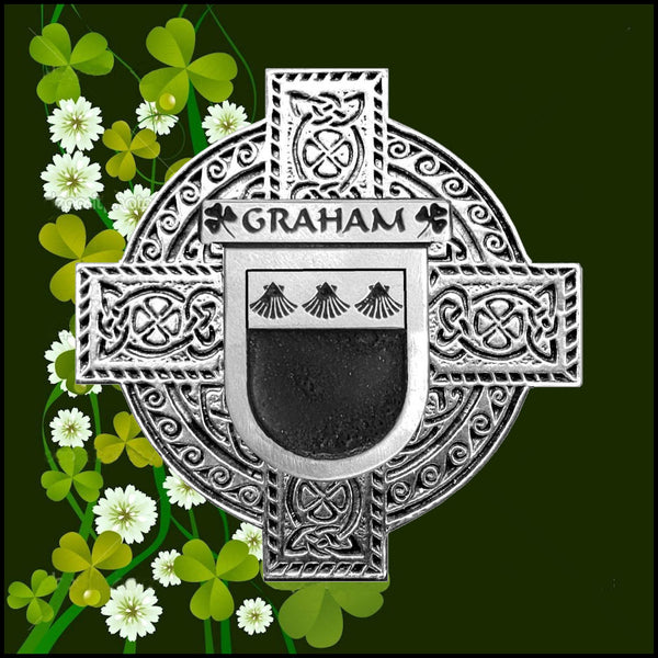 Graham Irish Celtic Cross Badge 8 oz. Flask Green, Black or Stainless 