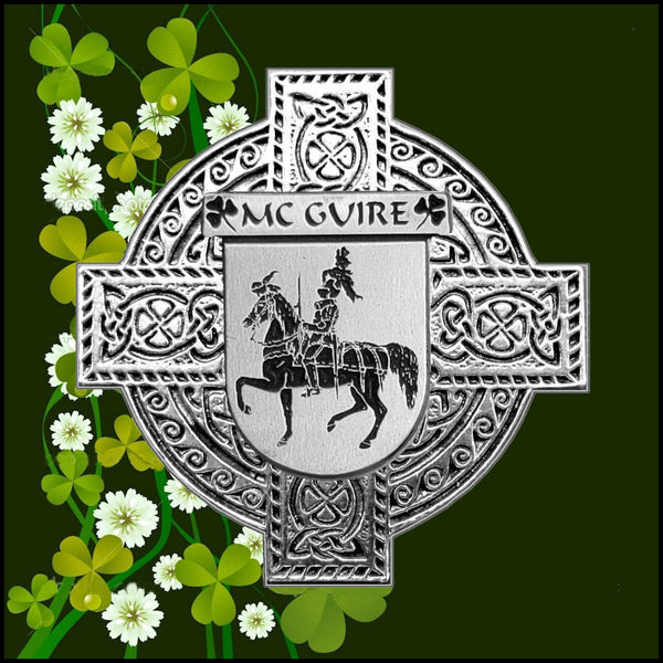 McGuire Irish Celtic Cross Badge 8 oz. Flask Green, Black or Stainless 