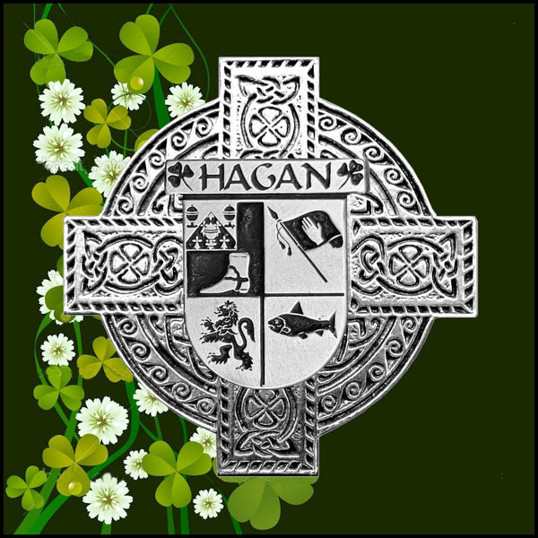 Hagan Irish Celtic Cross Badge 8 oz. Flask Green, Black or Stainless 