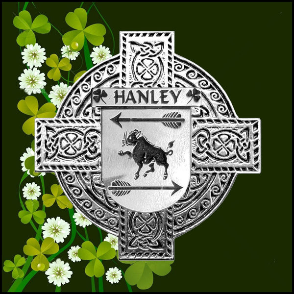 Hanley Irish Celtic Cross Badge 8 oz. Flask Green, Black or Stainless 