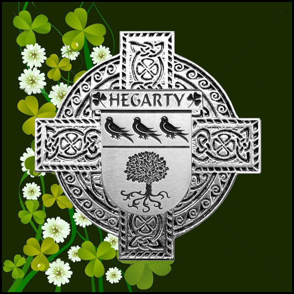 Hegarty Irish Celtic Cross Badge 8 oz. Flask Green, Black or Stainless 