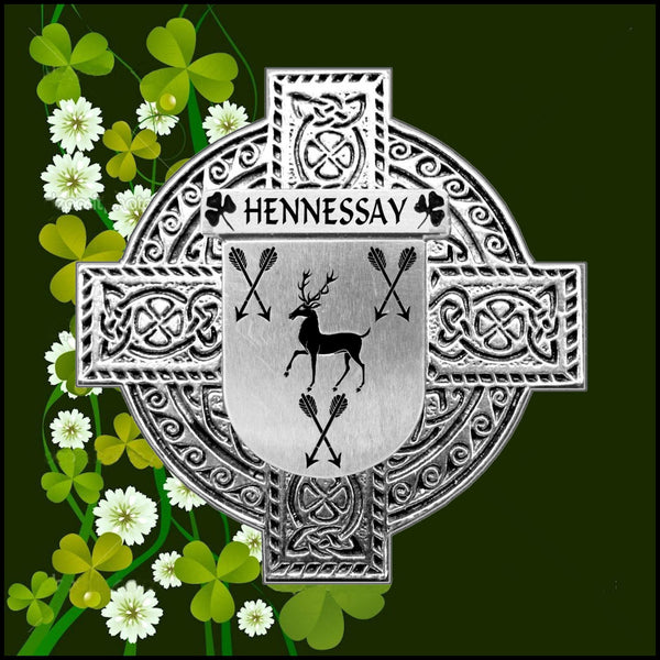 Hennessay Irish Celtic Cross Badge 8 oz. Flask Green, Black or Stainless 