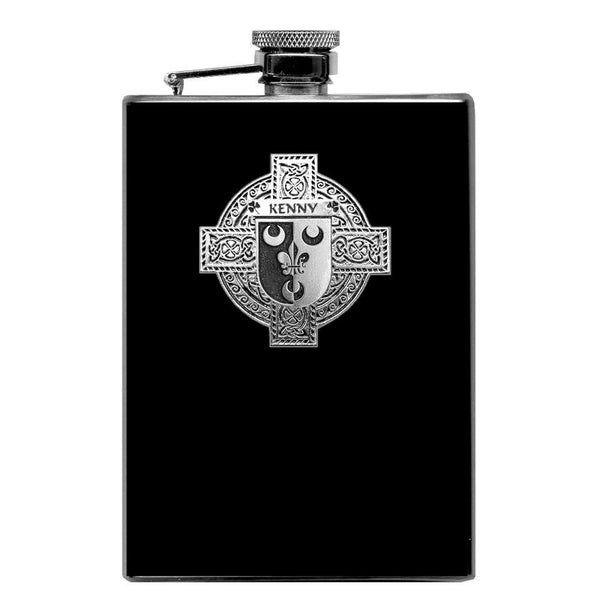 Kenny Irish Celtic Cross Badge 8 oz. Flask Green, Black or Stainless 