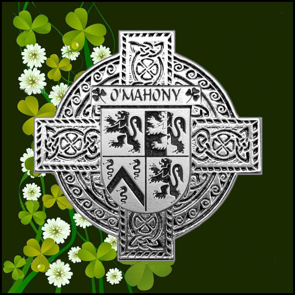 O'Mahony Irish Celtic Cross Badge 8 oz. Flask Green, Black or Stainless 