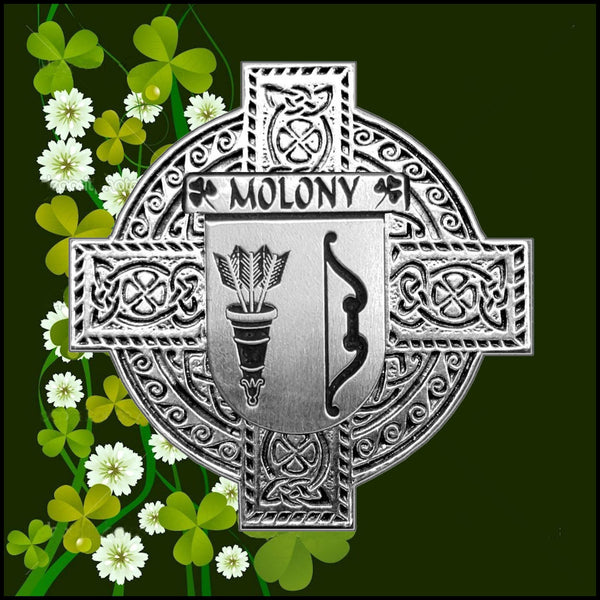 Molony Irish Celtic Cross Badge 8 oz. Flask Green, Black or Stainless 