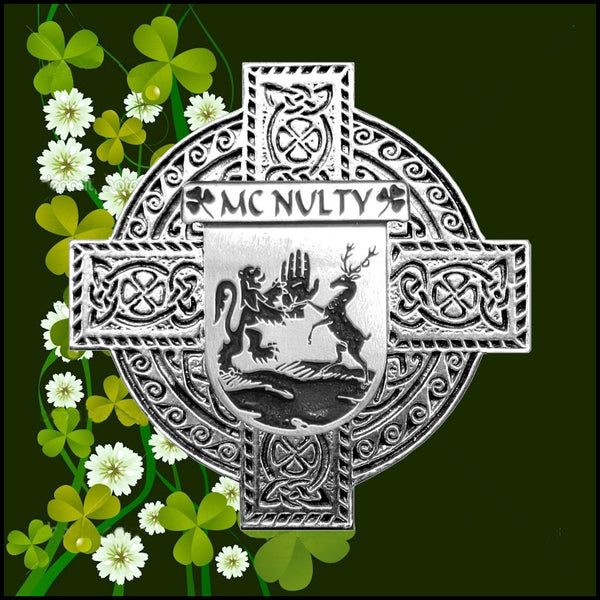 McNulty Irish Celtic Cross Badge 8 oz. Flask Green, Black or Stainless 