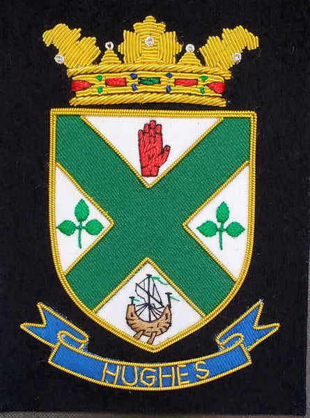 Hughes Irish Coat of Arms Embroidered Crest