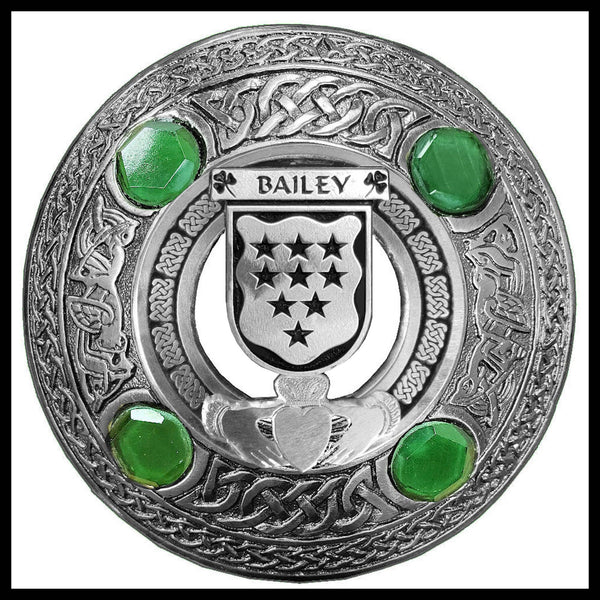 Bailey Irish Claddagh Coat of Arms Plaid brooch ~ Emerald stones