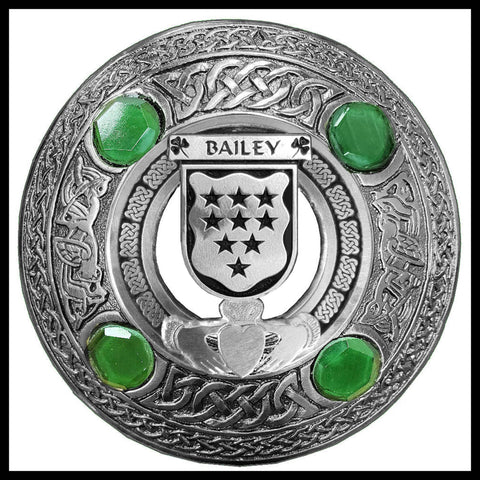 Bailey Irish Claddagh Coat of Arms Plaid brooch ~ Emerald stones