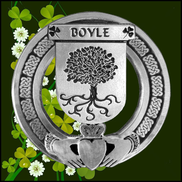 Boyle Irish Claddagh Coat of Arms Plaid brooch ~ Emerald stones