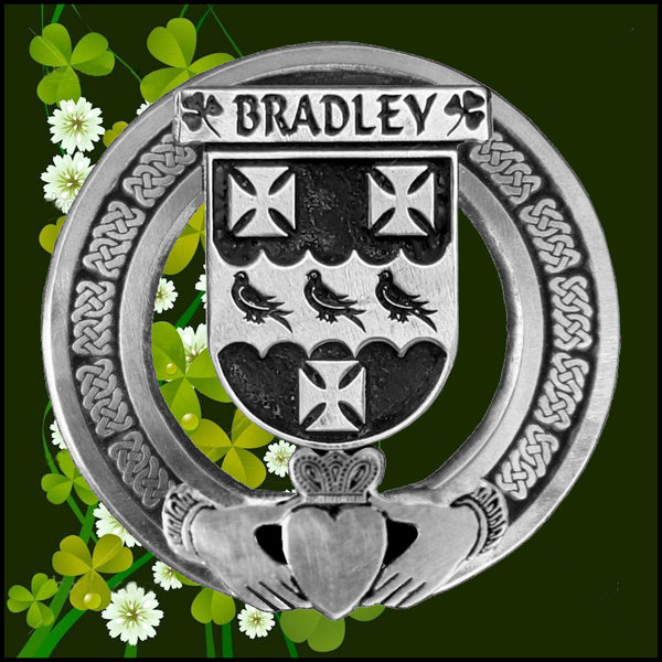 Bradley Irish Claddagh Coat of Arms Plaid brooch ~ Emerald stones