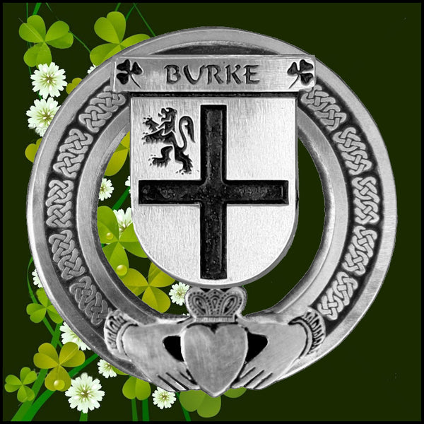 Burke Irish Claddagh Coat of Arms Plaid brooch ~ Emerald stones