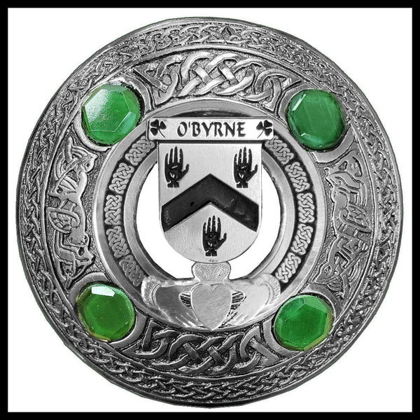 O'Byrne Irish Claddagh Coat of Arms Plaid brooch ~ Emerald stones